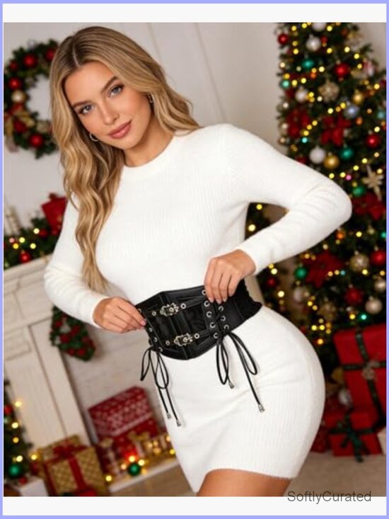 5.9 Wide Elastic Corset Belt with Lace-Up Front and Snap Closure main image 6